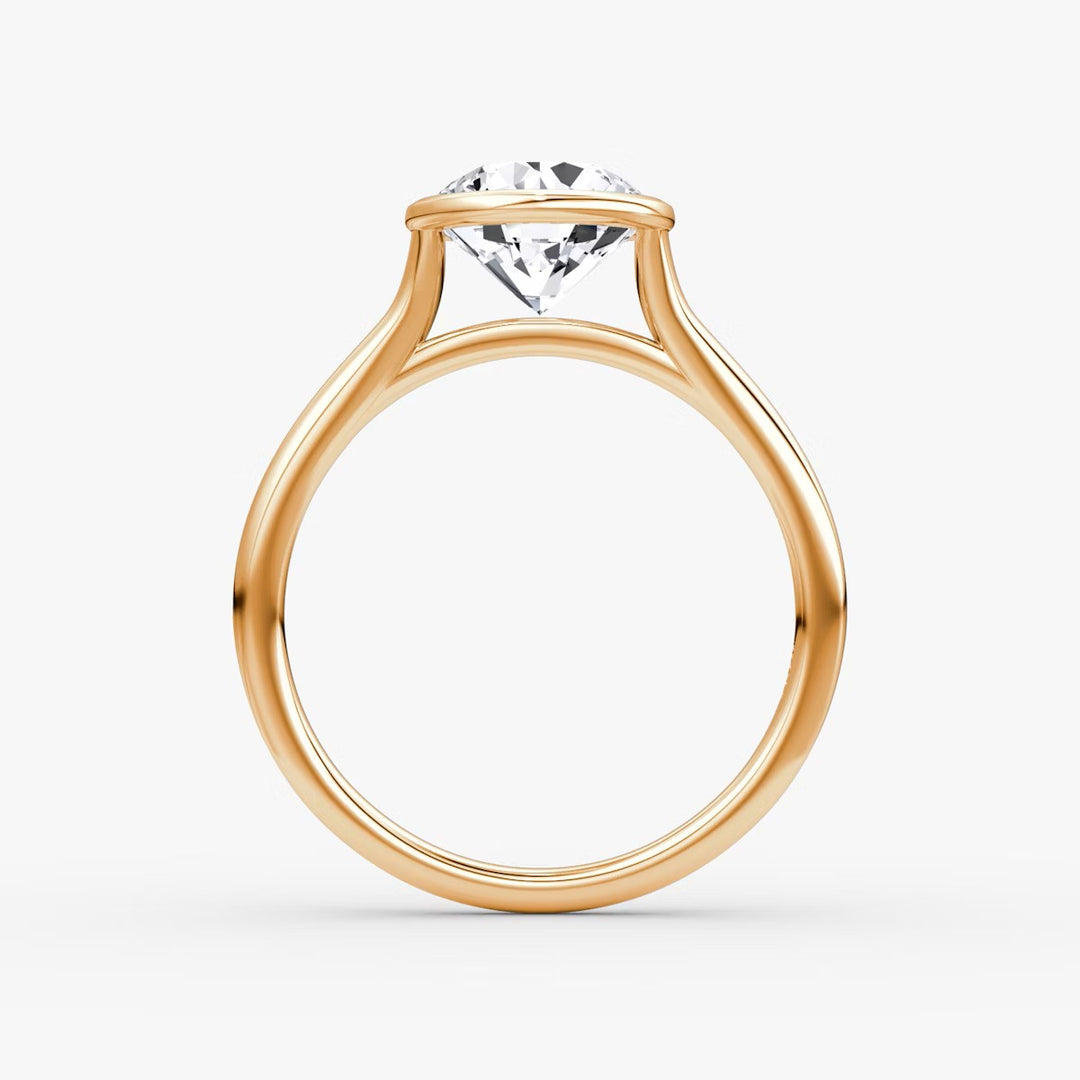 Round Cut - Bezel Ring - 18 K Gold