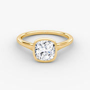 Cushion Cut - Bezel Ring - 14 K Gold
