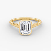 Emerald Cut - Bezel Ring - 18 K Gold