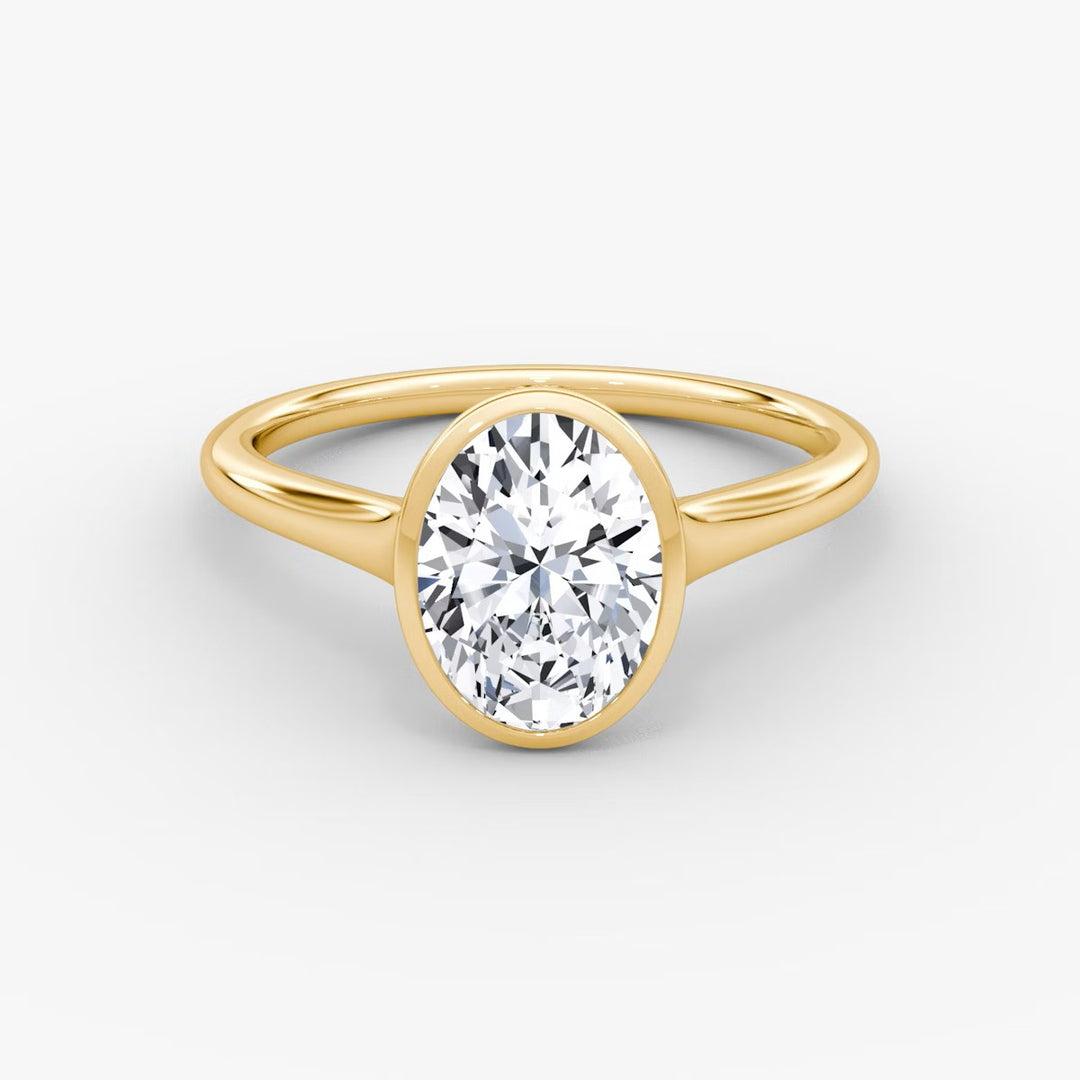 Oval Cut - Bezel Ring - 18 K Gold