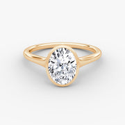 Oval Cut - Bezel Ring - 18 K Gold