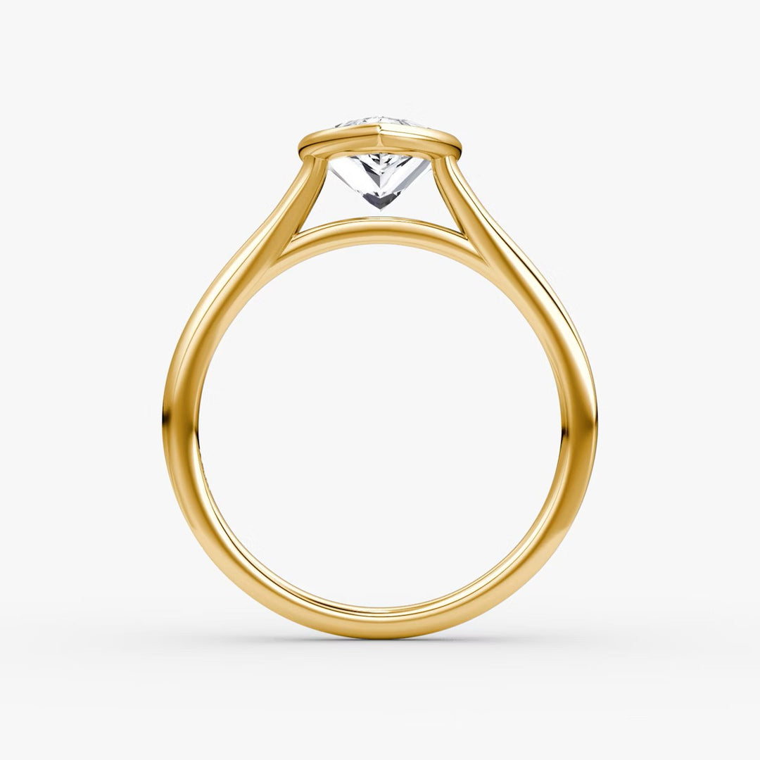 Pear Cut - Bezel Ring - 14 K Gold