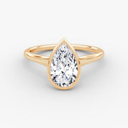 Pear Cut - Bezel Ring - 14 K Gold