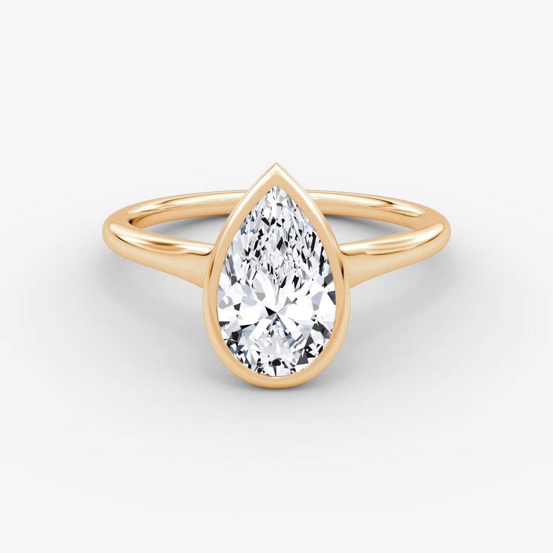 Pear Cut - Bezel Ring - 18 K Gold