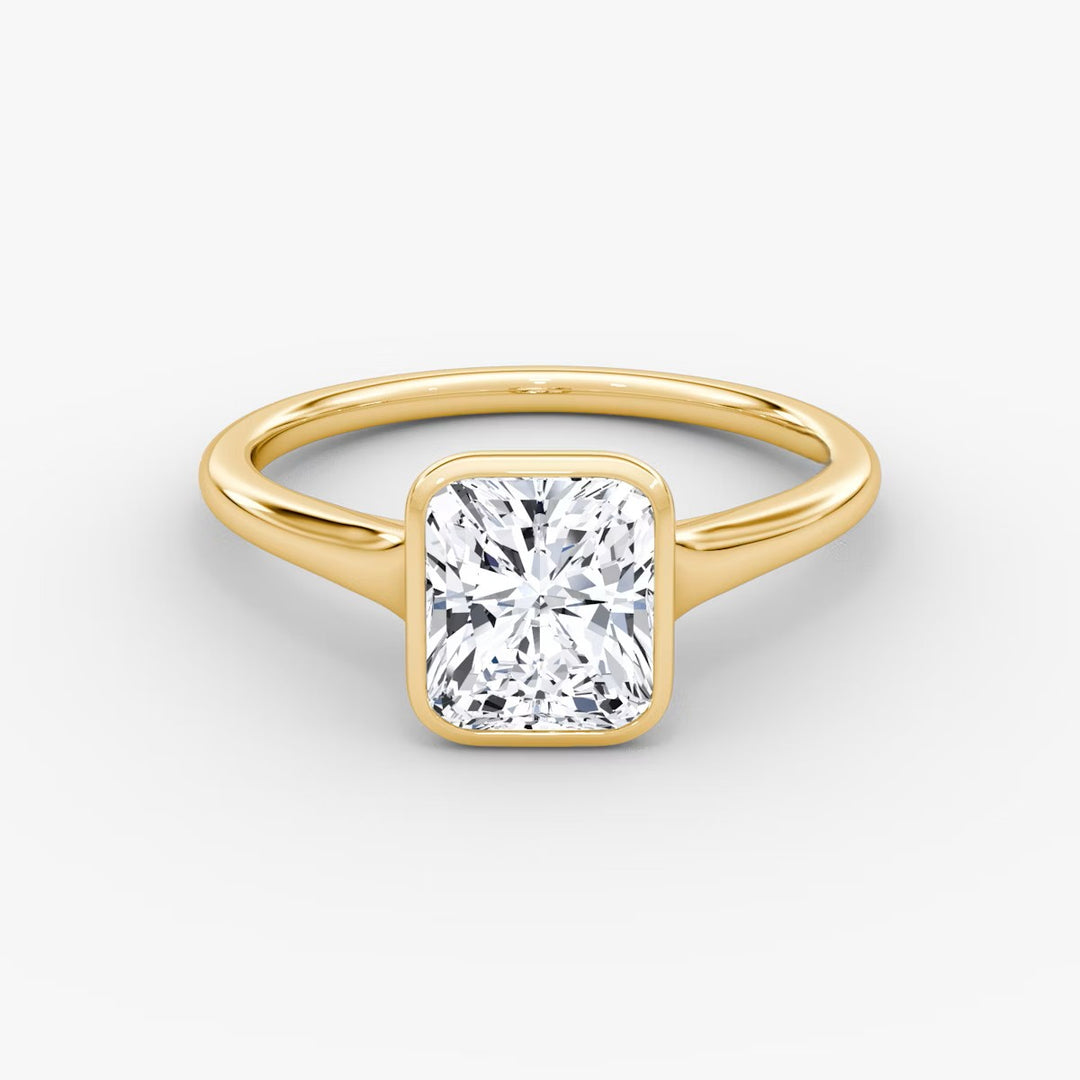 Radiant Cut - Bezel Ring - 14 K Gold