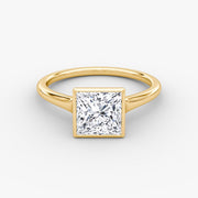 Princess Cut - Bezel Ring - 14 K Gold