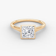 Princess Cut - Bezel Ring - 18 K Gold