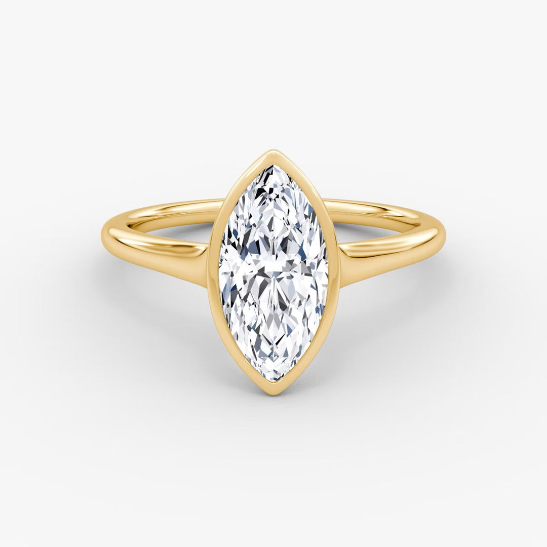 Marquise Cut - Bezel Ring - 18 K Gold