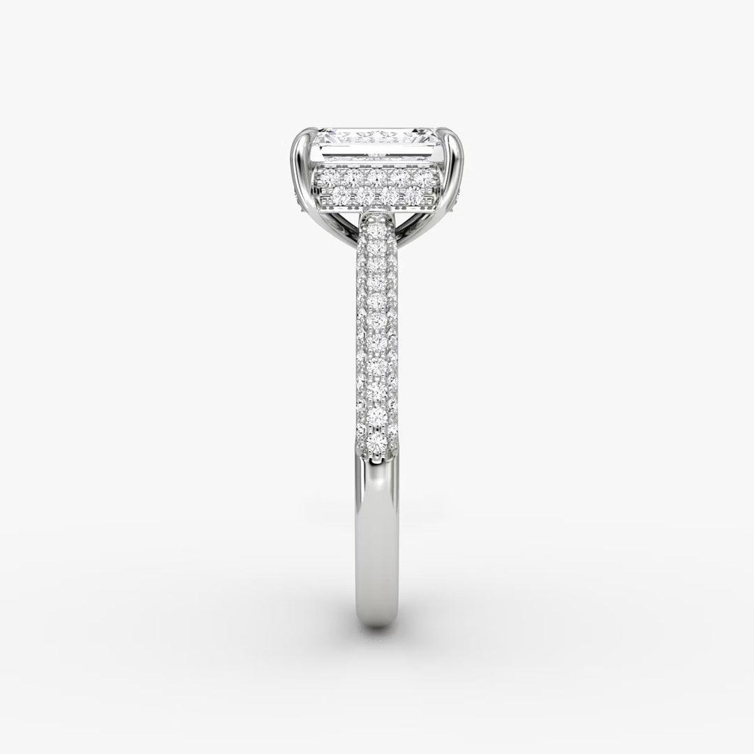 Emerald Cut - Royal Pave Ring - 18 K Gold