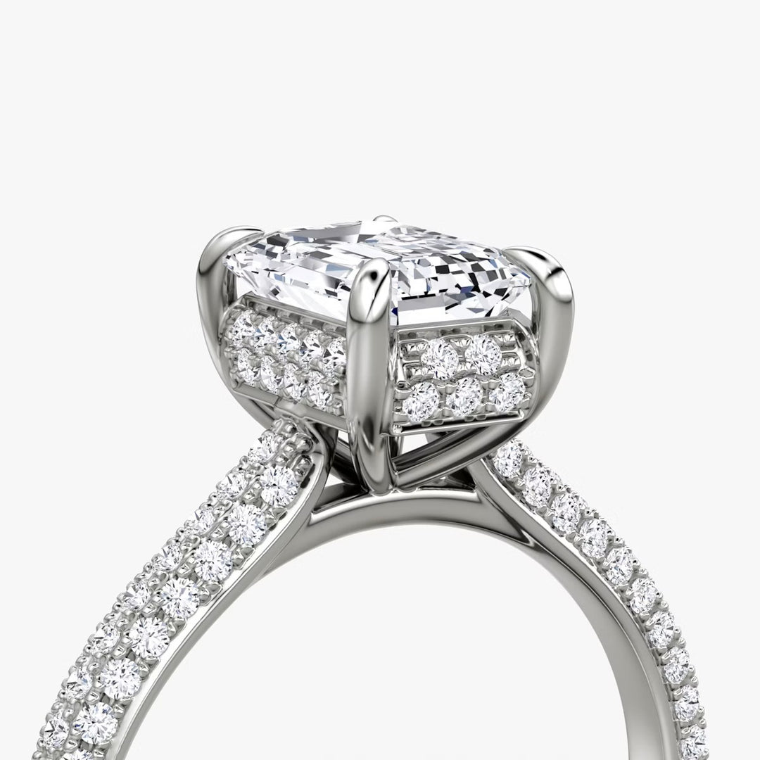 Emerald Cut - Royal Pave Ring - 18 K Gold