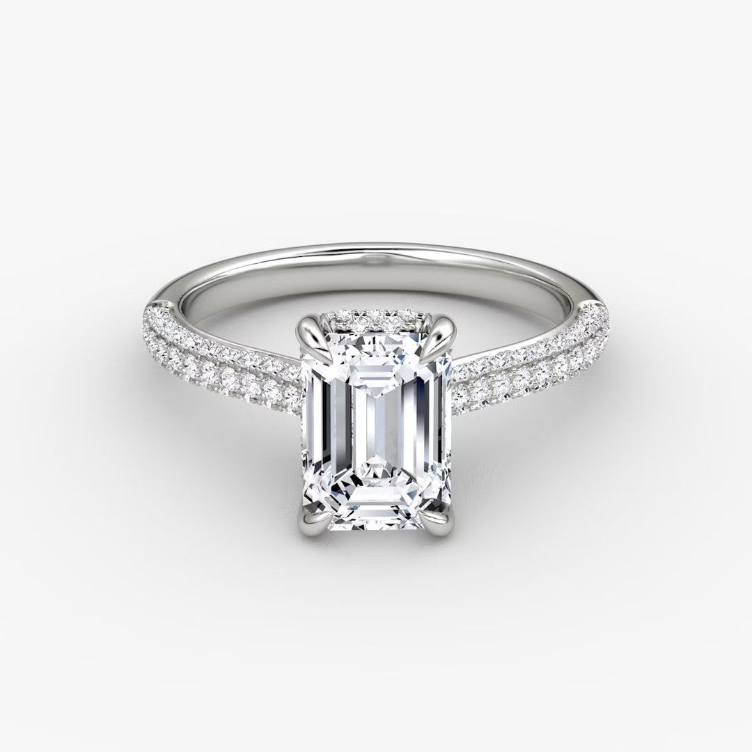 Emerald Cut - Royal Pave Ring - 18 K Gold