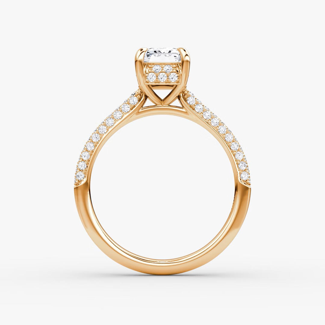 Emerald Cut - Royal Pave Ring - 18 K Gold