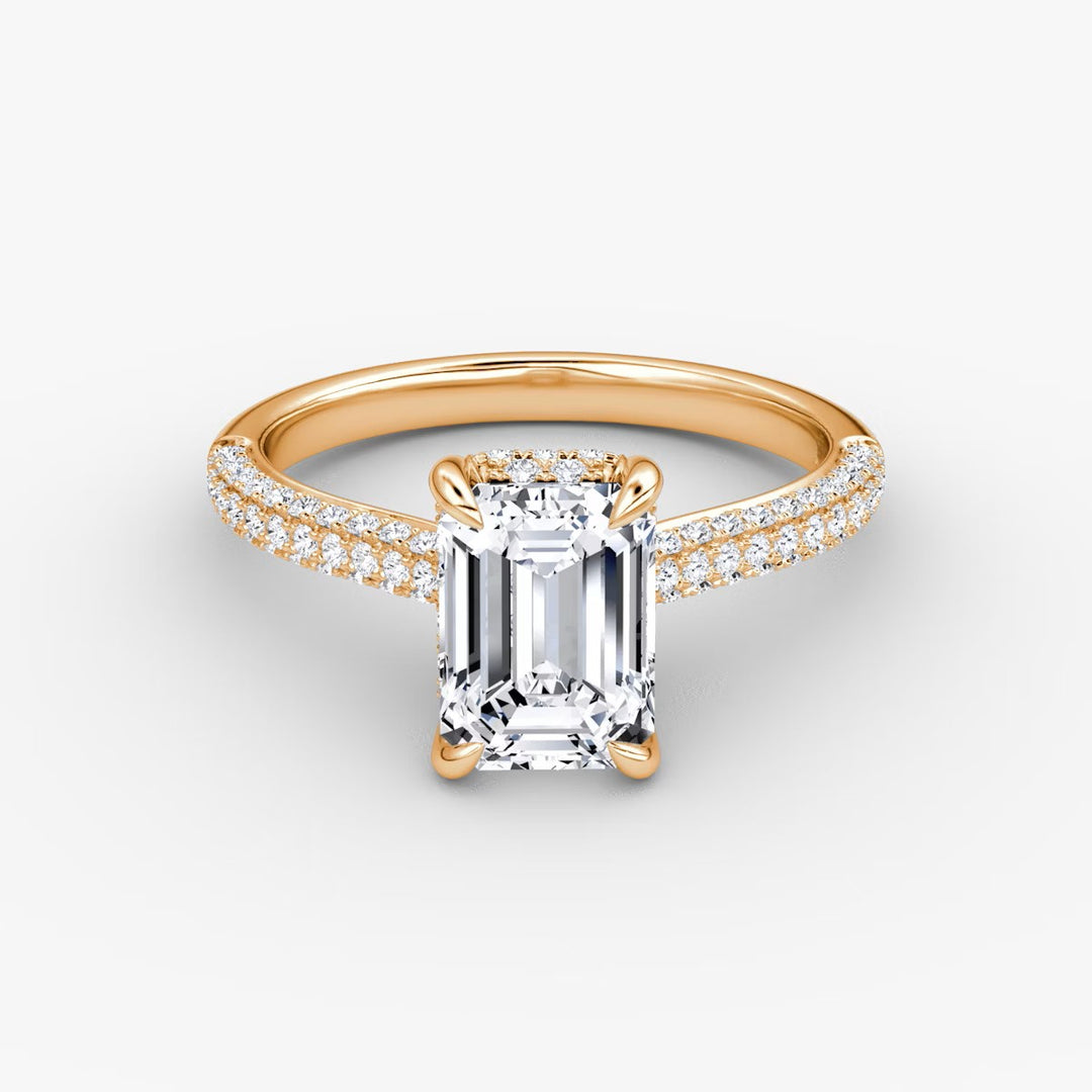 Emerald Cut - Royal Pave Ring - 18 K Gold