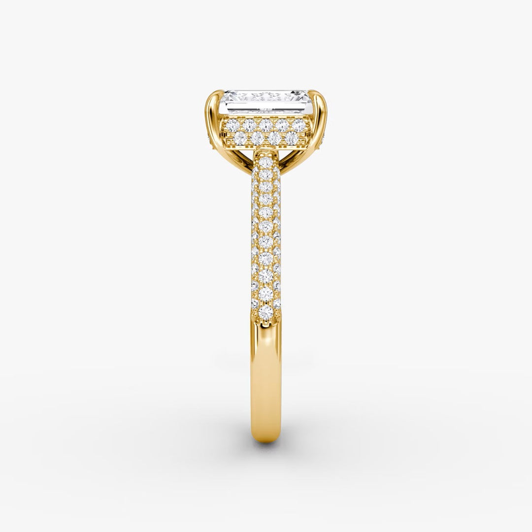 Emerald Cut - Royal Pave Ring - 18 K Gold