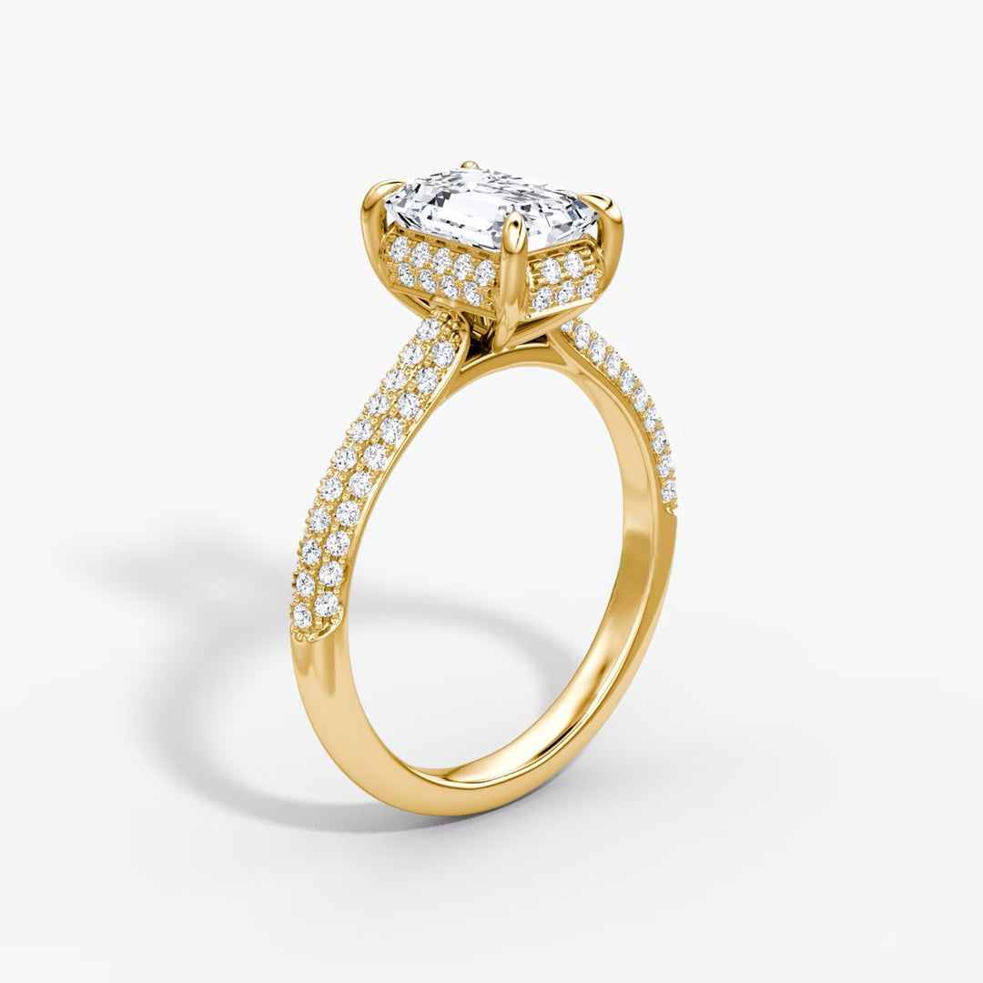 Emerald Cut - Royal Pave Ring - 18 K Gold