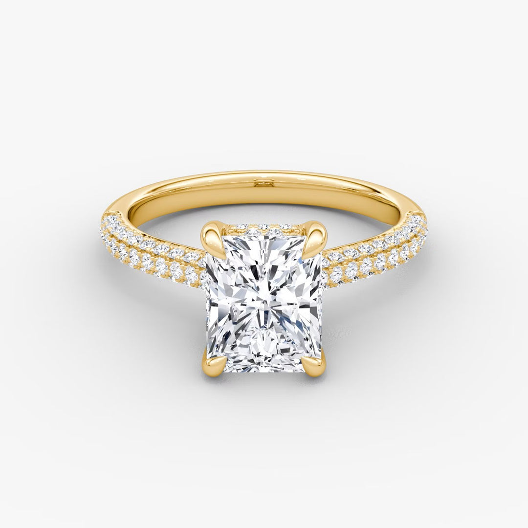 Radiant Cut - Royal Pave Ring - 14 K Gold