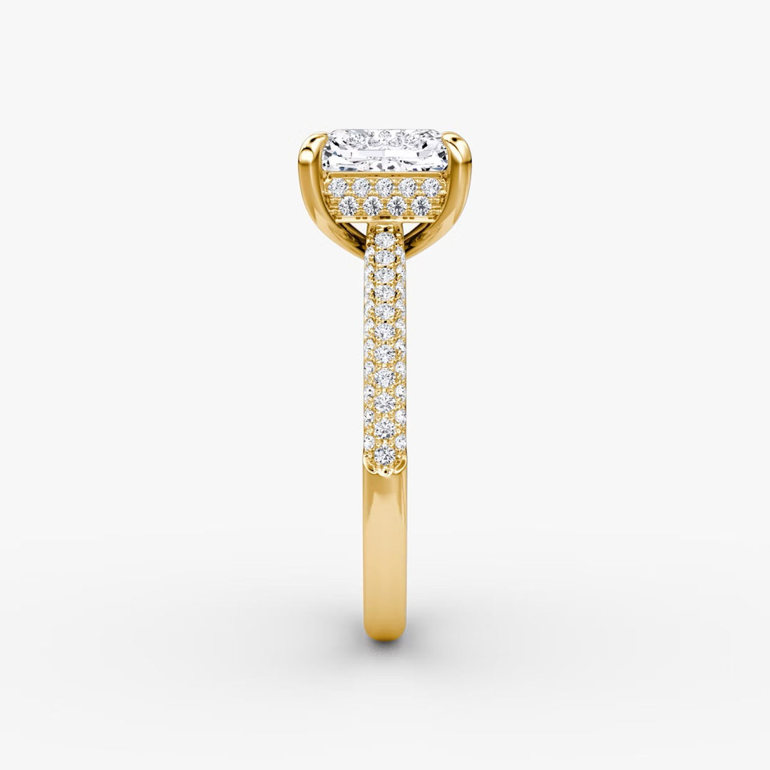 Radiant Cut - Royal Pave Ring - 14 K Gold