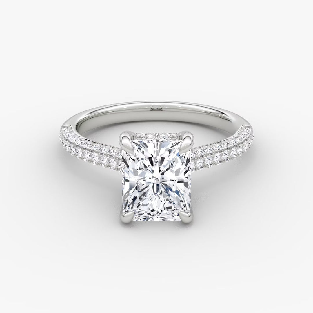 Radiant Cut - Royal Pave Ring - 14 K Gold