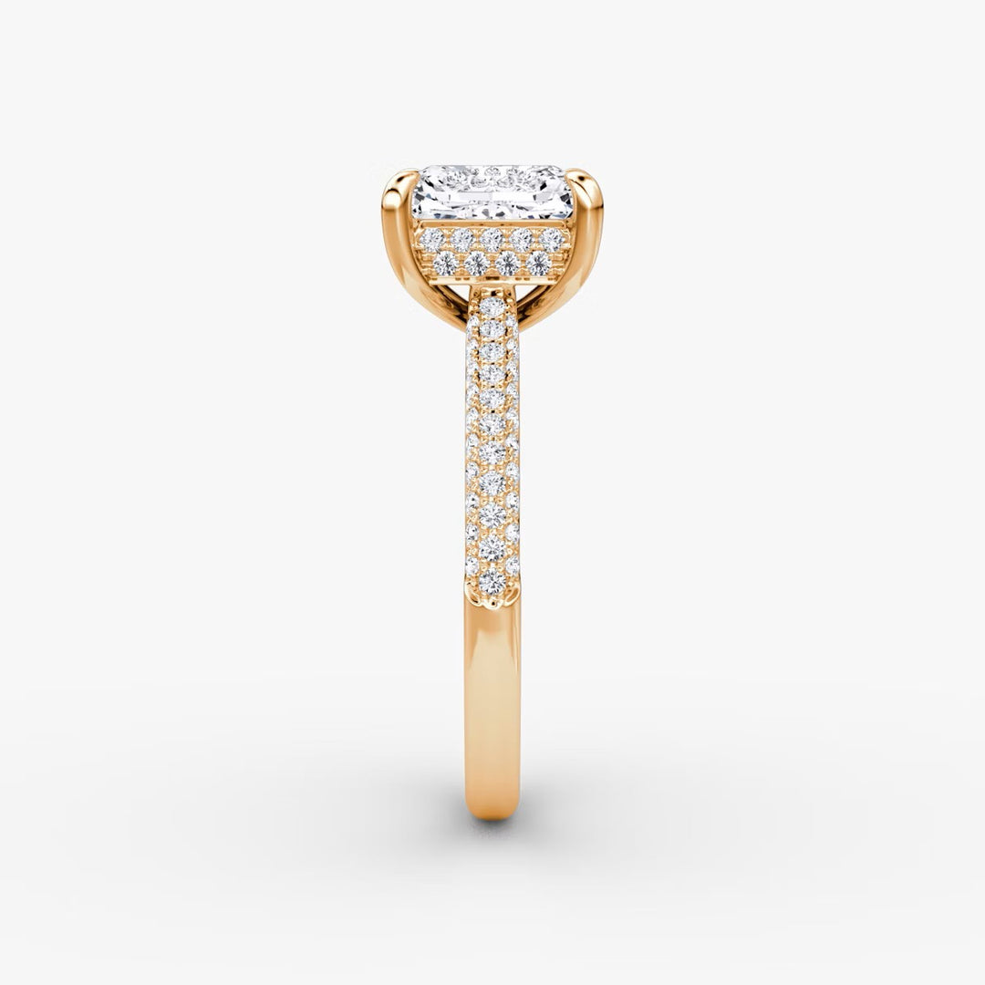 Radiant Cut - Royal Pave Ring - 14 K Gold