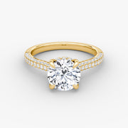 Round Cut - Royal Pave Ring - 14 K Gold