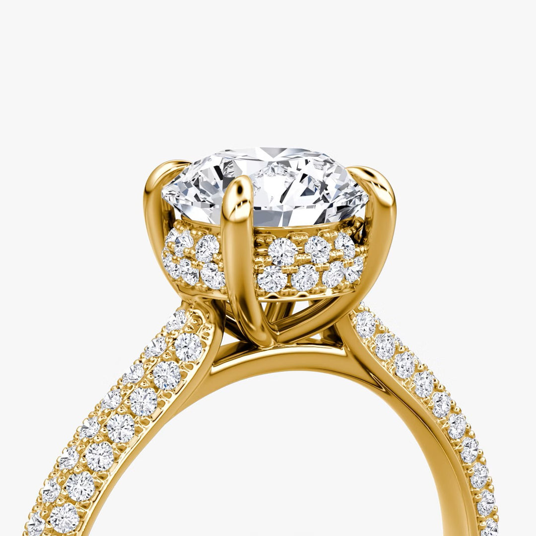 Round Cut - Royal Pave Ring - 14 K Gold