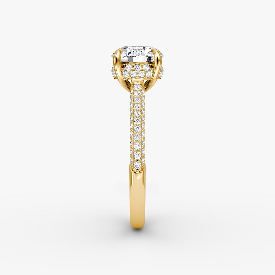 Round Cut - Royal Pave Ring - 14 K Gold