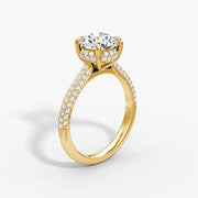 Round Cut - Royal Pave Ring - 14 K Gold