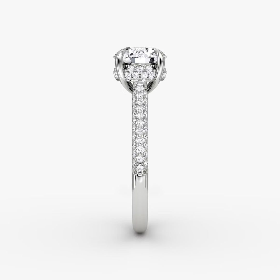 Round Cut - Royal Pave Ring - 14 K Gold