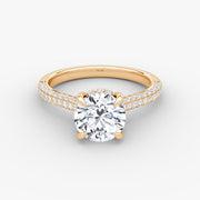 Round Cut - Royal Pave Ring - 14 K Gold