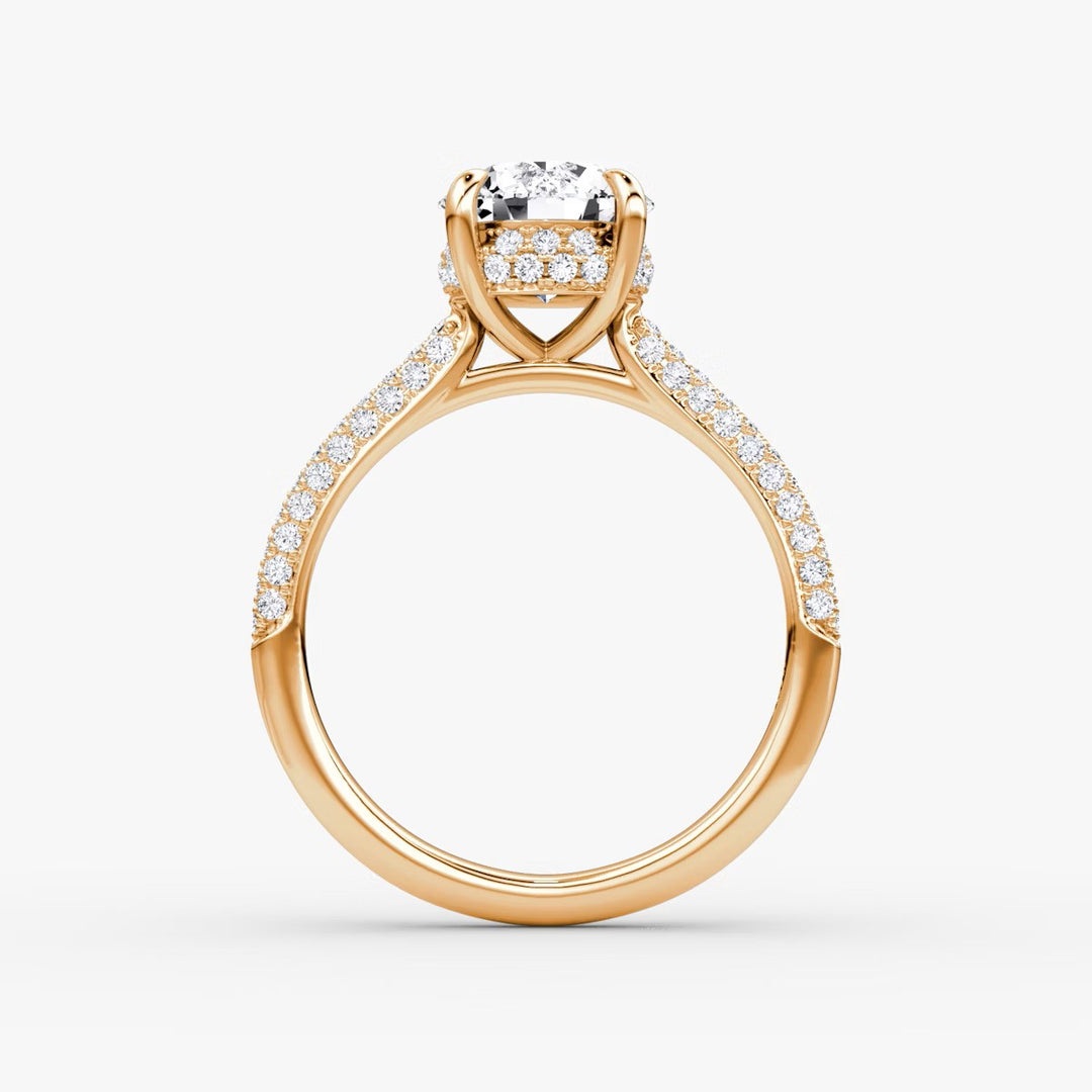 Round Cut - Royal Pave Ring - 14 K Gold