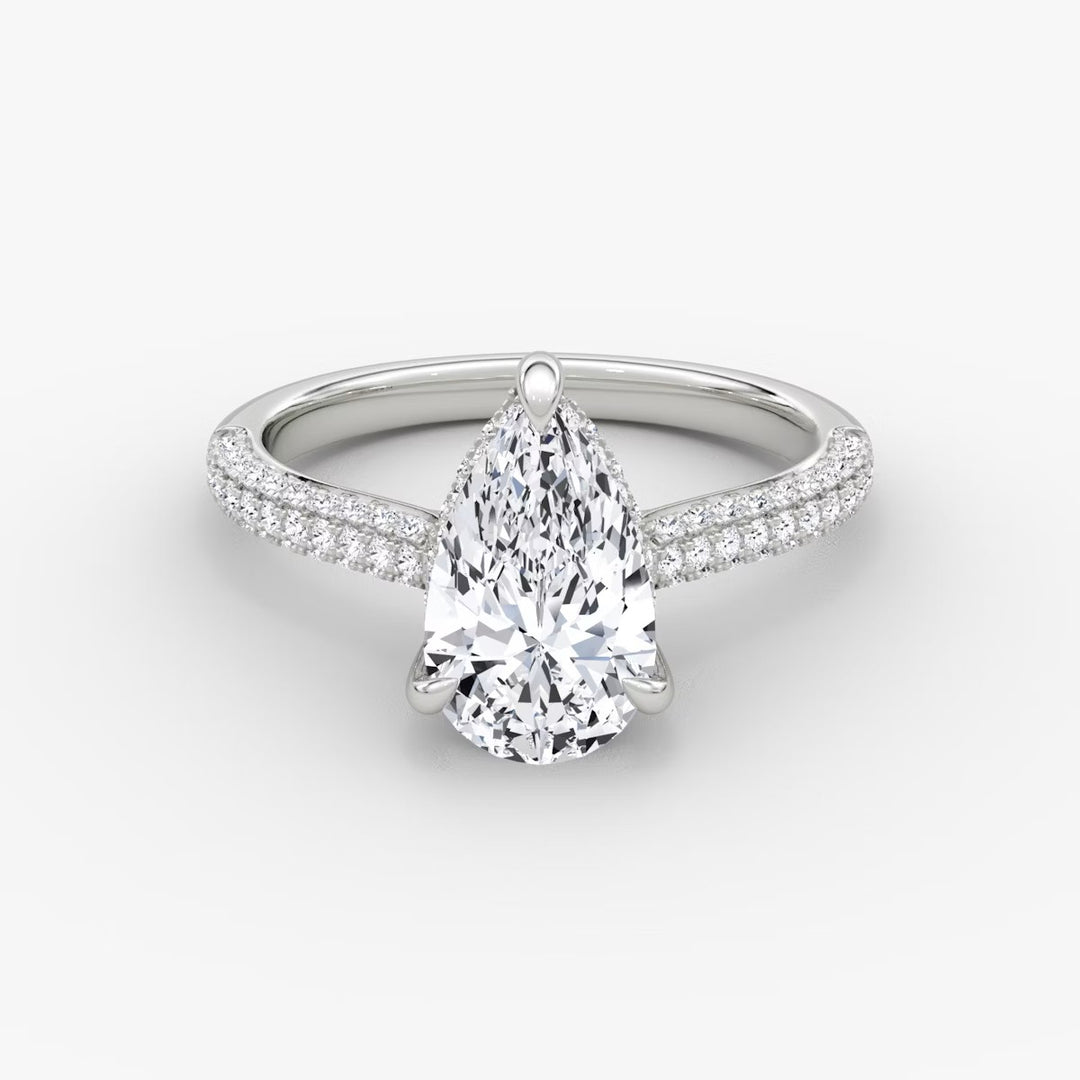 Pear Cut - Royal Pave Ring - 18 K Gold