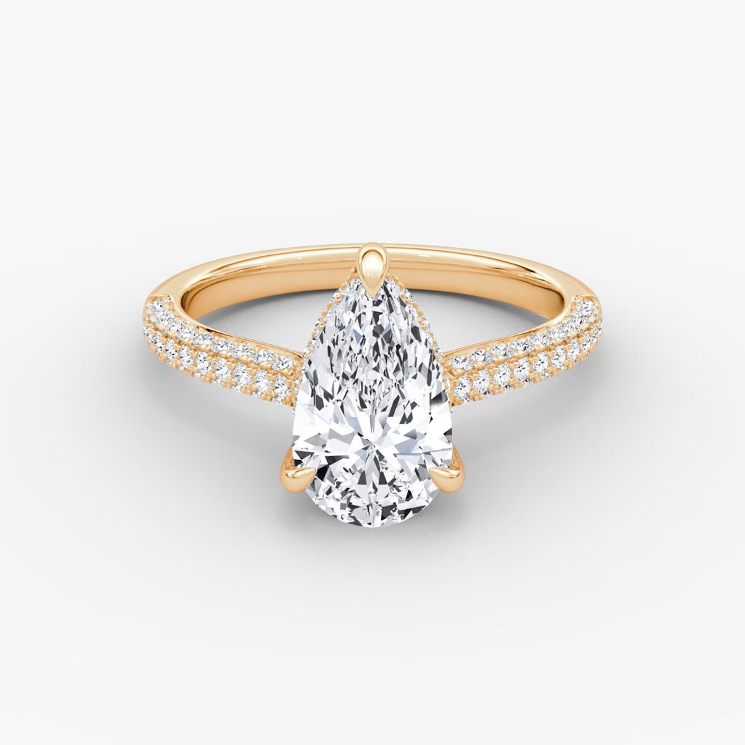 Pear Cut - Royal Pave Ring - 18 K Gold