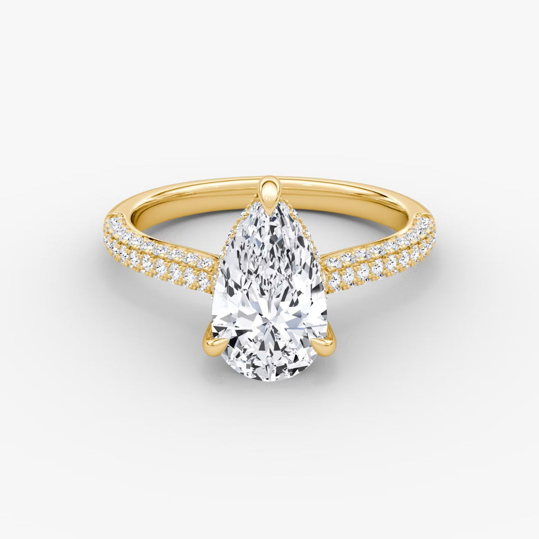 Pear Cut - Royal Pave Ring - 14 K Gold