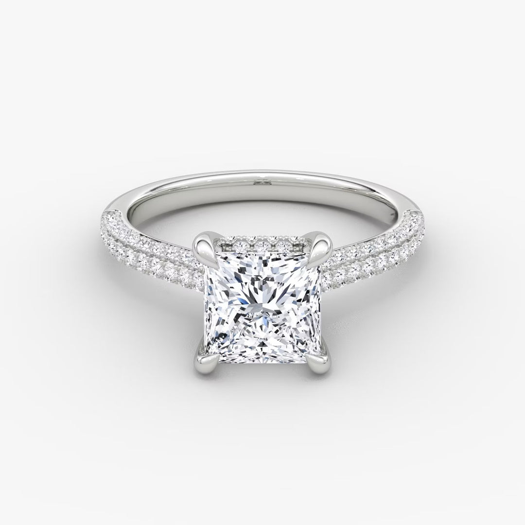 Princess Cut - Royal Pave Ring - 18 K Gold