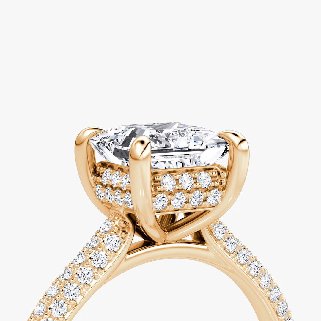 Princess Cut - Royal Pave Ring - 18 K Gold