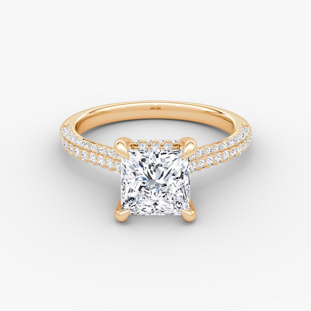 Princess Cut - Royal Pave Ring - 18 K Gold
