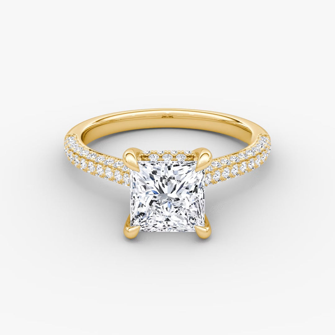 Princess Cut - Royal Pave Ring - 18 K Gold