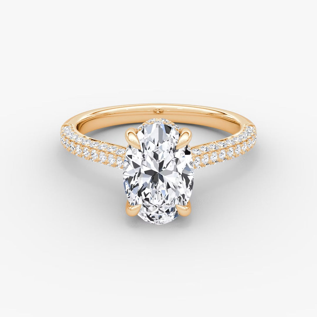 Oval Cut - Royal Pave Ring - 18 K Gold