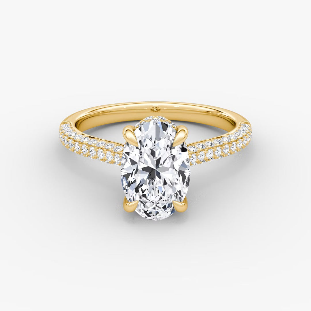 Oval Cut - Royal Pave Ring - 18 K Gold