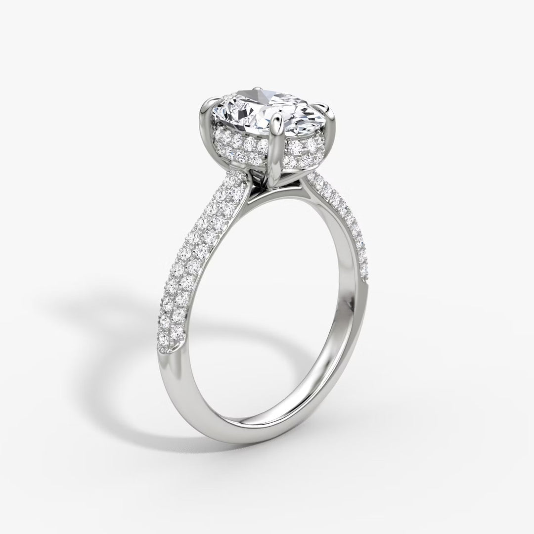 Lab Diamond Oval Cut - Royal Pave Ring