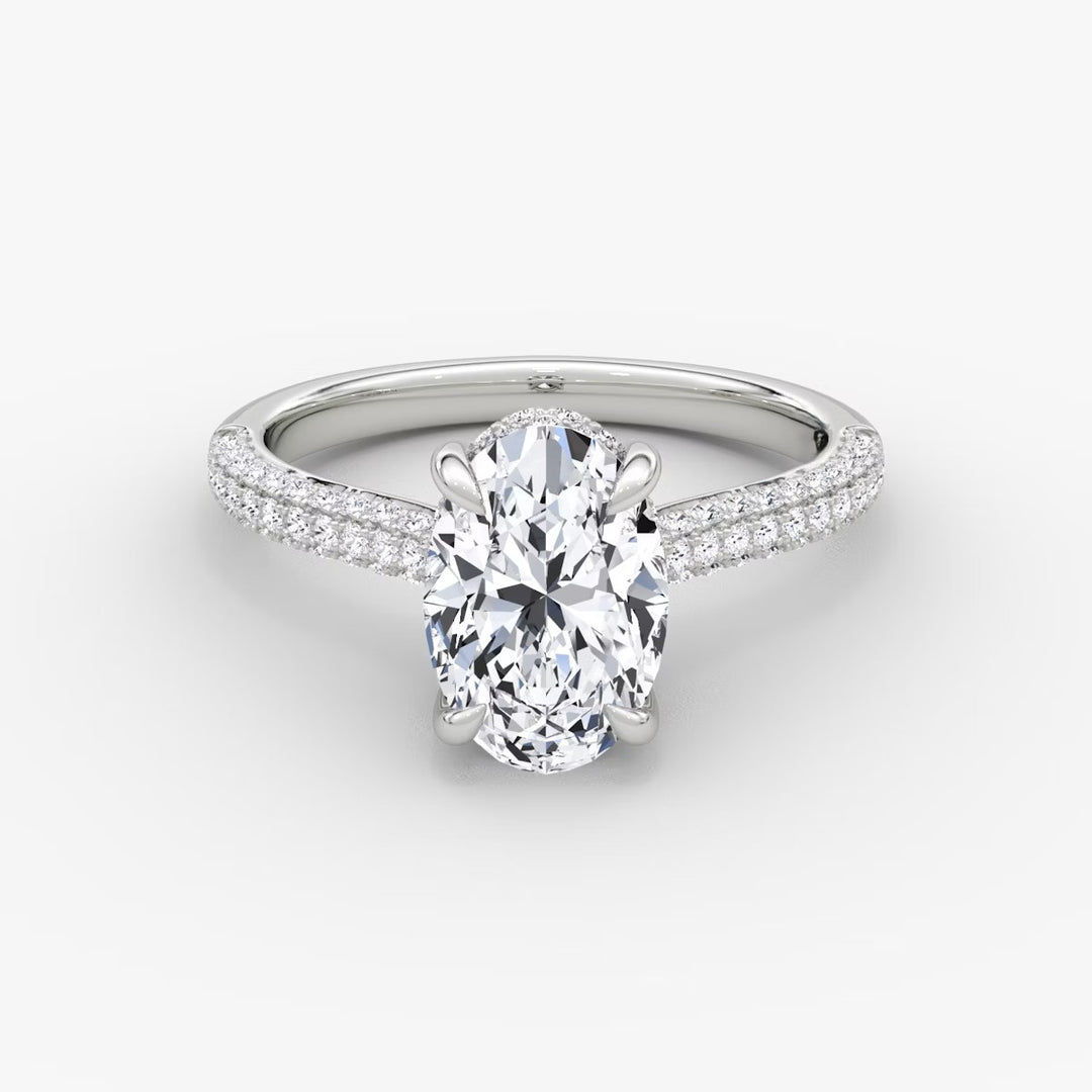 Oval Cut - Royal Pave Ring - 14 K Gold