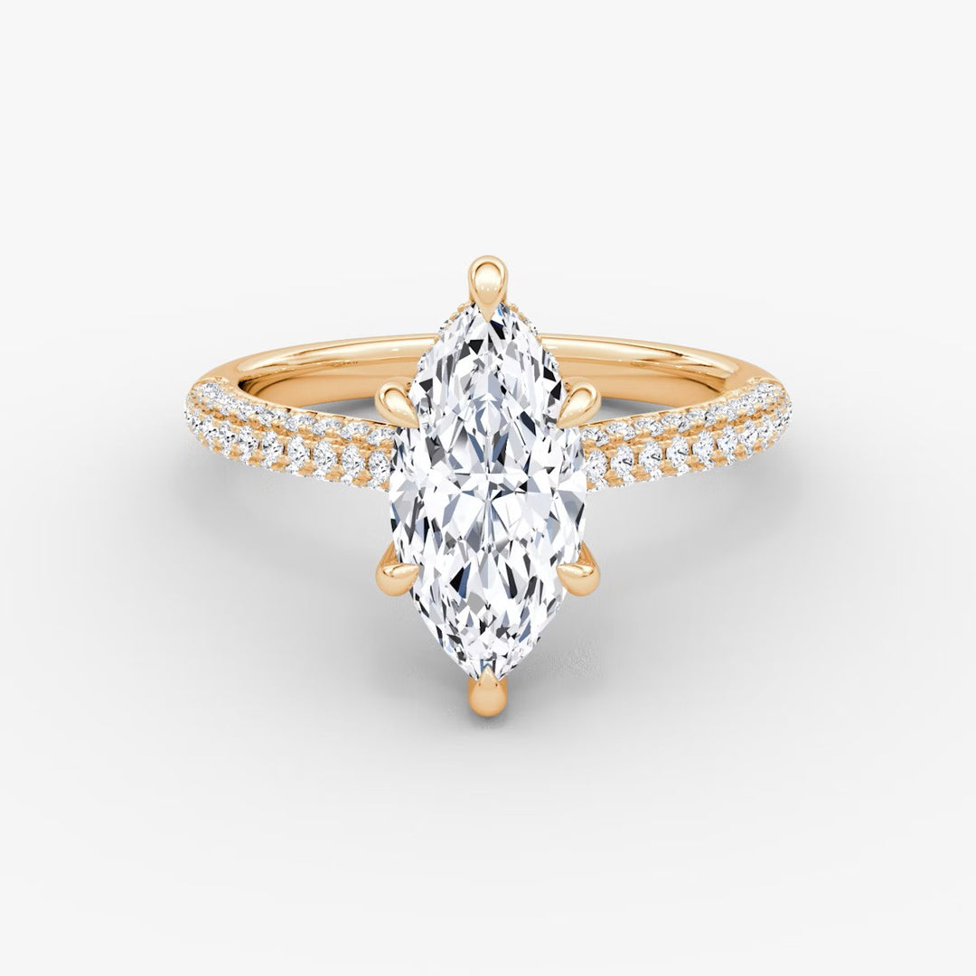 Marquise Cut - Royal Pave Ring - 18 K Gold