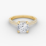 Cushion Cut - Royal Pave Ring - 14 K Gold