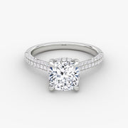 Cushion Cut - Royal Pave Ring - 14 K Gold