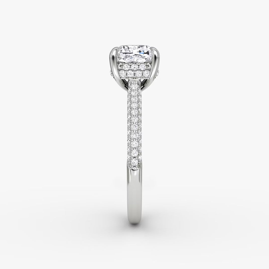 Cushion Cut - Royal Pave Ring - 18 K Gold