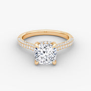 Cushion Cut - Royal Pave Ring - 14 K Gold