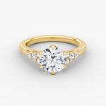 Load image into Gallery viewer, Round Cut - Plain Band - Cluster Ring - 18 K Gold
