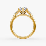 Load image into Gallery viewer, Round Cut - Plain Band - Cluster Ring - 18 K Gold
