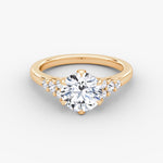 Load image into Gallery viewer, Round Cut - Plain Band - Cluster Ring - 18 K Gold
