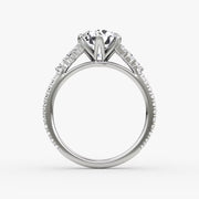 Round Cut - Pave Band - Cluster Ring - 14 K Gold